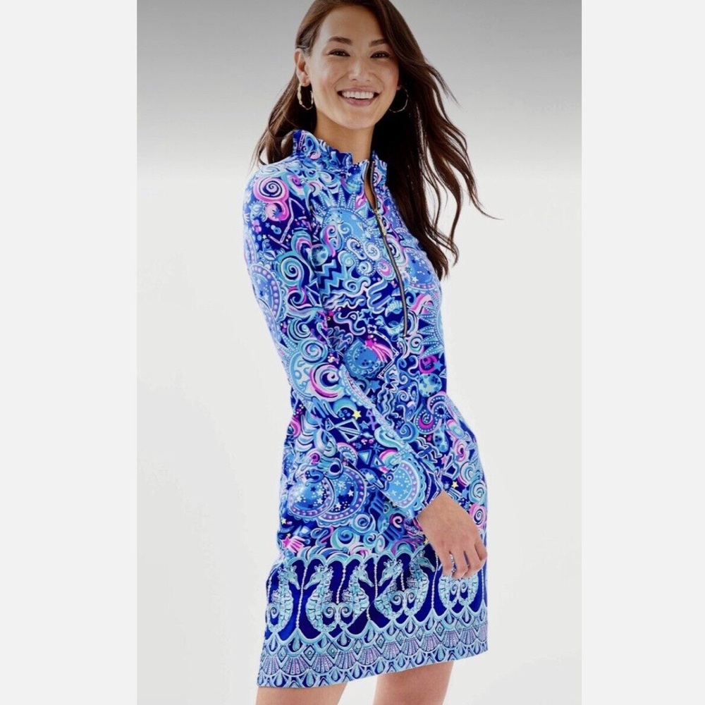 Lilly Pulitzer Ruffle Collar Skipper Popover Dress in Cosmic Kismet XS